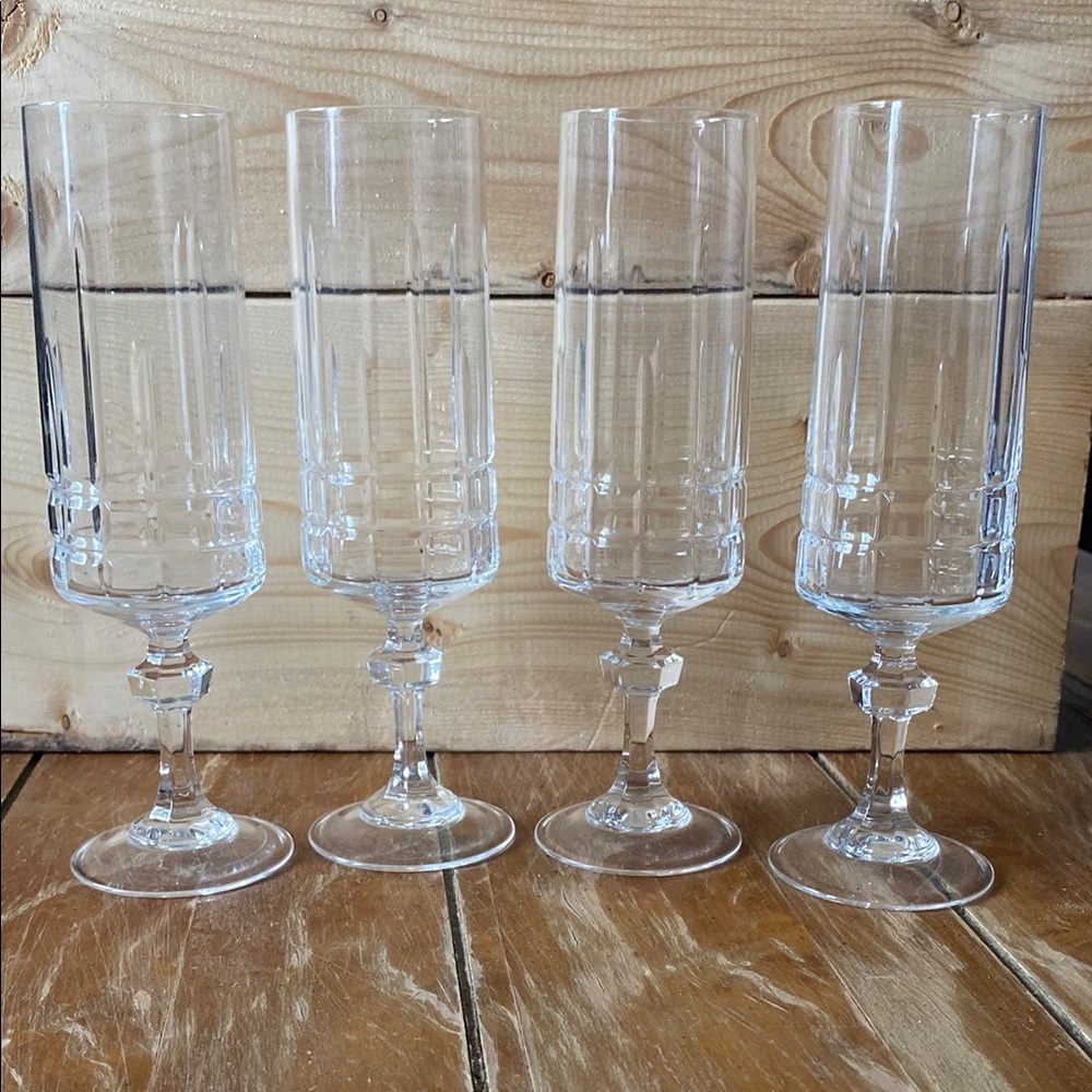 Vintage Crystal Champagne Flutes Set